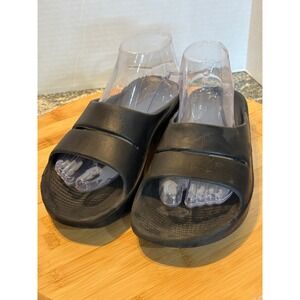 OOFOS OOahh Sport Slide Sandals Black Recovery Shoes Womens 8 Mens 6 EU 39